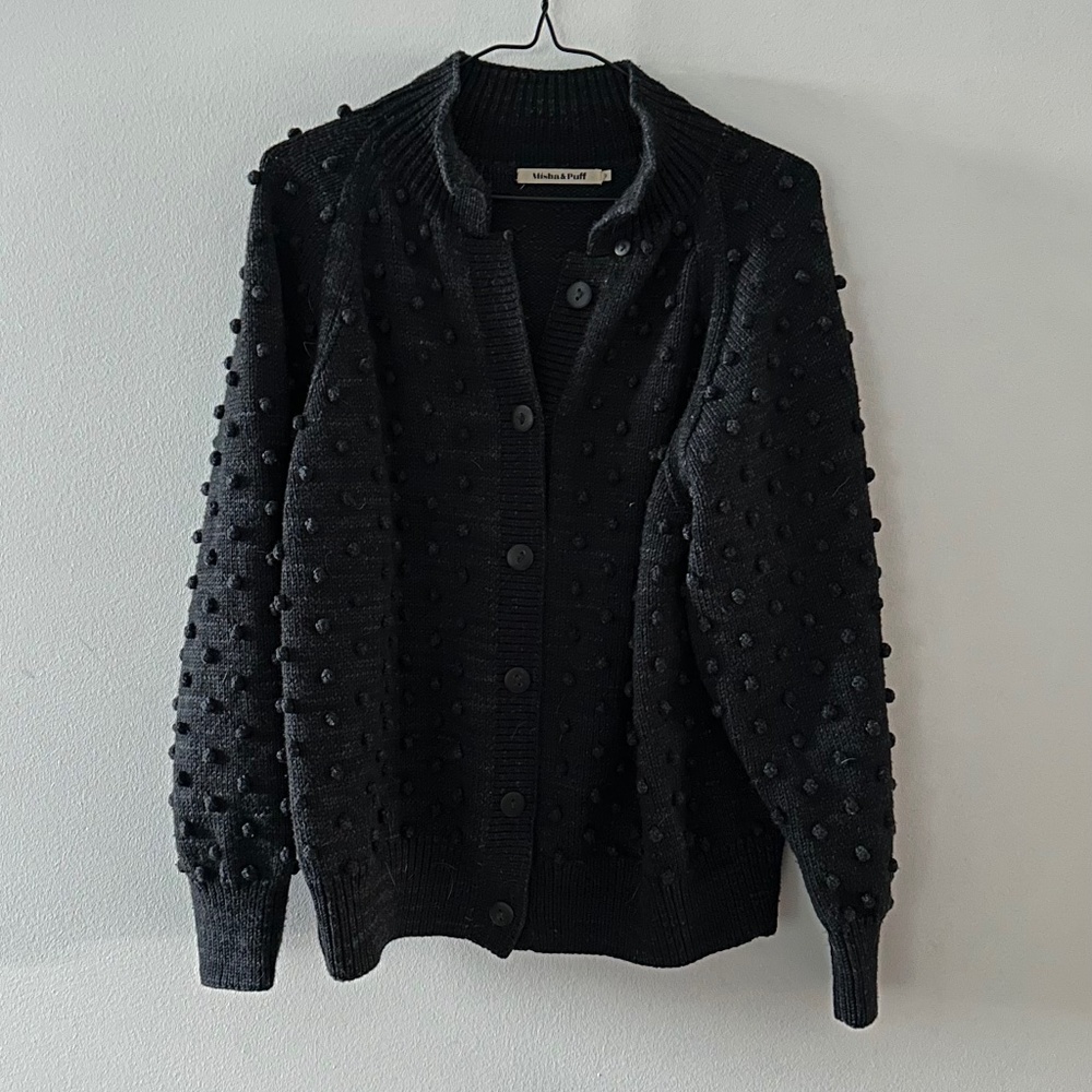 Misha & Puff Carbon Polo Popcorn Cardigan Medium